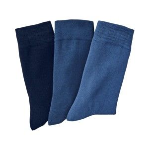 Blancheporte Sada 3 párů klasických ponožek modrá 39/42
