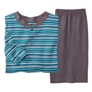 Blancheporte Pyžamo se šortkami a krátkými rukávy antracitová/tyrkysová 117/126 (XXL)