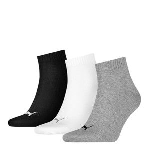 Blancheporte Kotníkové ponožky Quarter Puma, 3 páry, šedé, bílé, černé šedá+bílá+černá 43/46