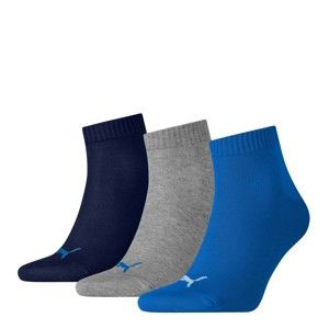 Blancheporte Kotníkové ponožky Quarter Puma, sada 3 párů šedá+sv.modrá+tm.modrá 35/38