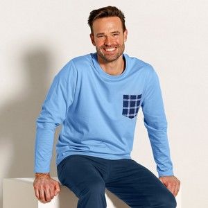 Blancheporte Pyžamové tričko s dlouhými rukávy nebeská modrá 117/126 (XXL)