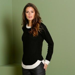 Blancheporte Měkký dvoubarevný pulovr černá/režná 42/44