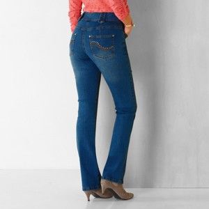 Blancheporte Rovné džíny s vysokým pasem, pro vysokou postavu modrá džínová 52