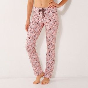 Blancheporte Dlouhé pyžamové kalhoty, s celopotiskem růžová 52