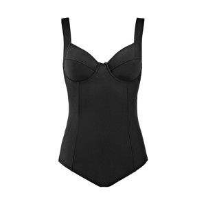 Blancheporte Jednodílné tvarující plavky, jednobarevné, s kosticemi černá, koš.B 90