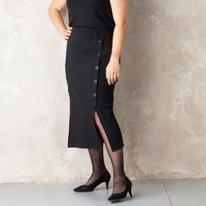 Blancheporte Polodlouhá sukně s knoflíky černá 54