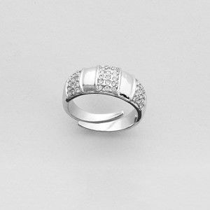 Blancheporte Nastavitelný prsten s krystaly Swarovski, stříbro s pruhy