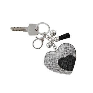 Blancheporte Štrasový přívěsek na klíče ve tvaru srdce černá