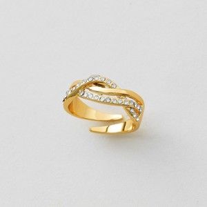 Blancheporte Nastavitelný prsten s krystaly Swarovski, pozlacený zlatem proplétaný