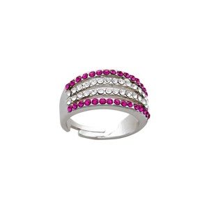 Blancheporte Nastavitelný prsten se 6 řadami krystalů Swarovski, stříbro dvoubarevný