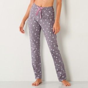 Blancheporte Pyžamové kalhoty s potiskem vloček potisk šedá lila 50