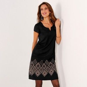 Blancheporte Šaty se vzorem v měděném odstínu černá/měděná 50