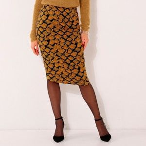 Blancheporte Rovná sukně s potiskem černá/medová 50
