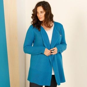 Blancheporte Asymetrický svetr na zip tyrkysová 50