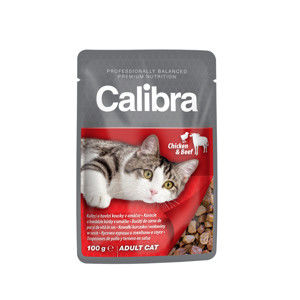 Blancheporte Kapsička pro kočky CALIBRA premium 100g kuřecí a hovězí v omáčce 100g