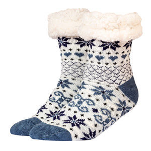 Blancheporte Zimní ponožky s beránkem s motivem vloček tmavě modrá 35-42