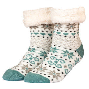 Blancheporte Zimní ponožky s beránkem s motivem vloček tyrkysová 35-42