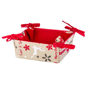 Blancheporte Vánoční košík na pečivo nebo sladkosti béžová/červená 18x18x8cm