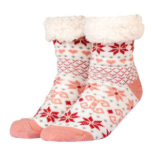Blancheporte Zimní ponožky s beránkem s motivem vloček růžová 35-42