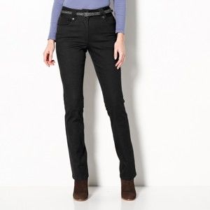 Blancheporte Rovné kalhoty s vysokým pasem, malá postava černá 52