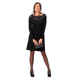 Blancheporte Pulovrové šaty s macramé černá 52