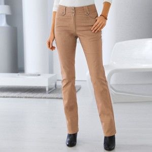 Blancheporte Rovné kalhoty s vysokým stahujícím pasem oříšková 48