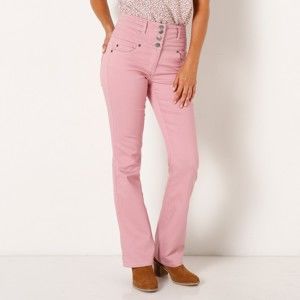 Blancheporte Bootcut kalhoty s vysokým pasem, malá postava růžové dřevo 40