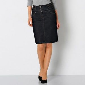 Blancheporte Džínová sukně s vysokým pasem černá 38