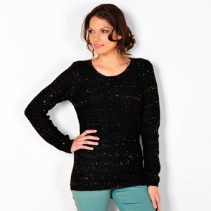 Blancheporte Třpytivý pulovr s kulatým výstřihem černá 50
