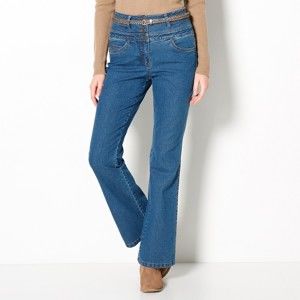 Blancheporte Bootcut džíny s vysokým pasem, malá postava modrá 50