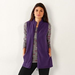 Blancheporte Fleecová vesta na zip fialová 50