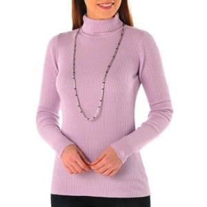 Blancheporte Žebrovaný pulovr s rolákem růžová pudrová 42/44
