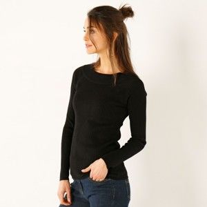Blancheporte Jednobarevný žebrovaný pulovr černá 52