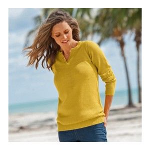 Blancheporte Jednobarevný pulovr s tuniským výstřihem medová 42/44
