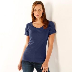 Blancheporte Jednobarevné tričko s krátkými rukávy námořnická modrá 50