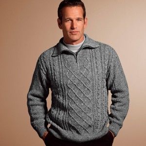 Blancheporte Irský pulovr se stojáčkem na zip šedá melír 117/126 (XXL)