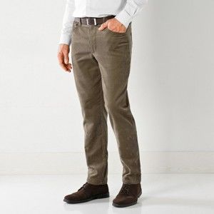 Blancheporte Velurové kalhoty, džínový střih hnědošedá 52