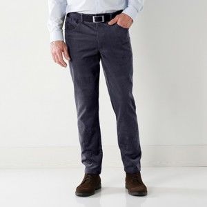 Blancheporte Velurové kalhoty, džínový střih modrošedá 40