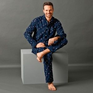 Blancheporte Klasické pánské pyžamo s potiskem nám.modrá 107/116 (XL)