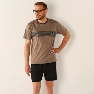 Blancheporte Pyžamo se šortkami a krátkými rukávy čokoládová/černá 97/106 (L)