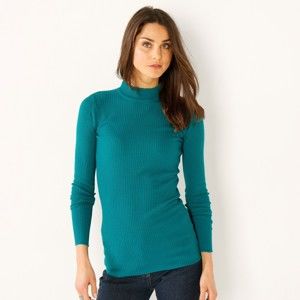 Blancheporte Žebrovaný pulovr se stojáčkem, délka cca 72 cm smaragdová 58