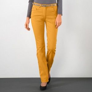Blancheporte Strečové rovné kalhoty šafránová 44