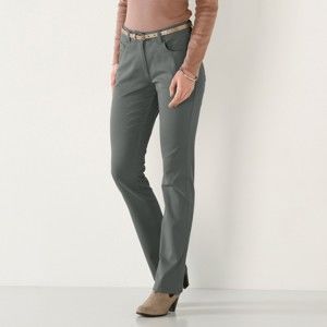 Blancheporte Strečové rovné kalhoty khaki 40