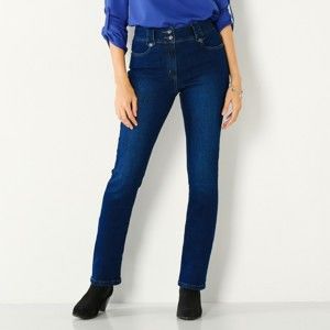 Blancheporte Rovné džíny s vysokým pasem, pro malou postavu tmavě modrá 50