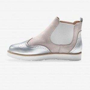Blancheporte Kotníkové boty ze 2 materiálů, metalické šedá/antracitová 38