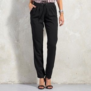 Blancheporte Rovné kalhoty z krepu černá 50