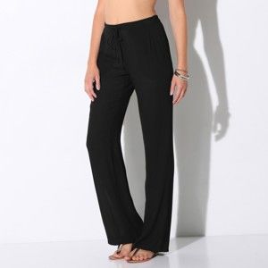 Blancheporte Široké jednobarevné kalhoty z krepónu černá 46