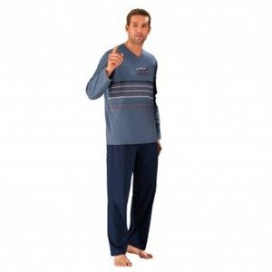 Blancheporte Pyžamo s kalhotami, jemná bavlna modrošedá/nám.modrá 97/106 (L)