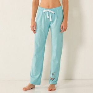 Blancheporte Pyžamové kalhoty se středovým potiskem, bavlna bledě modrá 50