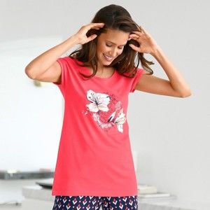 Blancheporte Pyžamové tričko s krátkými rukávy korálová 54